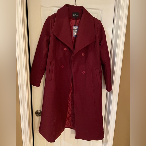 ChouYATOU wool coat sz L Chou Yatou Maroon color ASO Meghan Markle - Picture 1 of 6